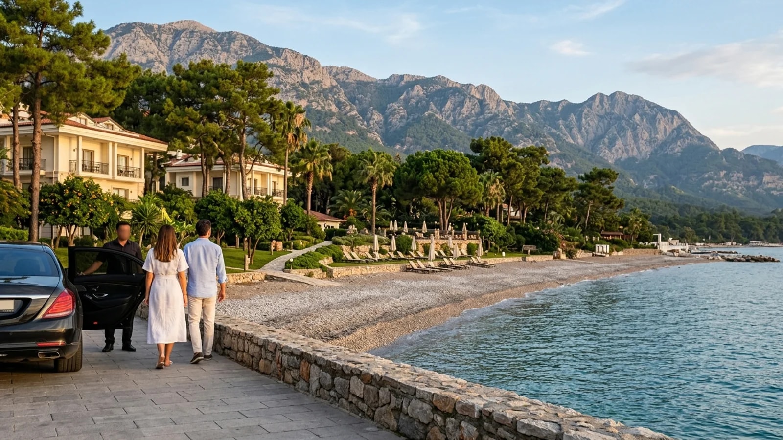 Private transfer from Antalya Airport arriving at Ares Blue Hotel in Kiriş